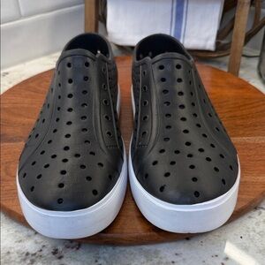 London Fog Black Perforated Slip-On Sneakers